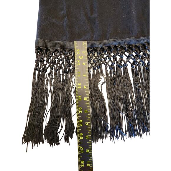 Zara Black Crewneck Short Sleeve Dress Fringe SZ Small Minimalist - Picture 8 of 9